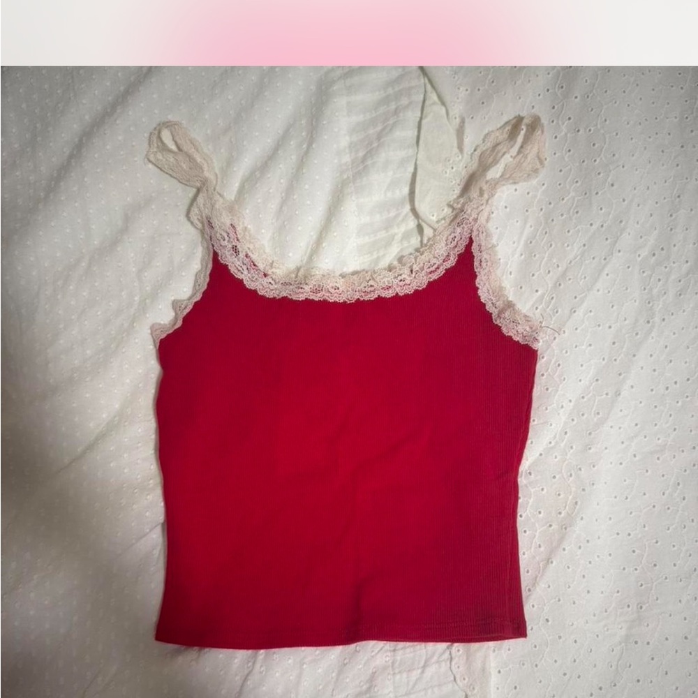 Tilly's Red Camisole with Lace Trim